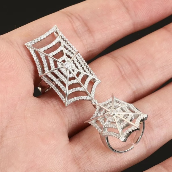 Sterling & White sapphire spider web cuff - Picture 4 of 5